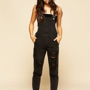 12th tribe runway girl black overalls